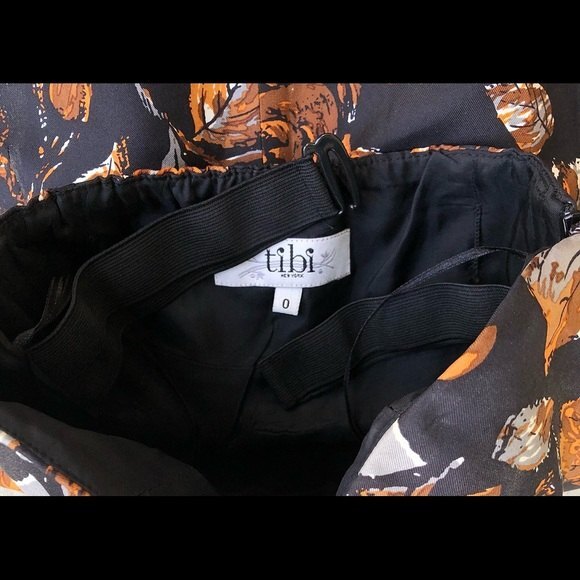 Tibi Dress Silk Strapless Floral Print Black Sweetheart Neckline 0 - Picture 7 of 7